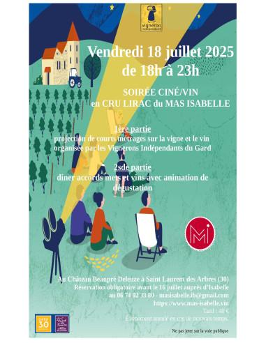 Soirée CINE/VIN Vendredi 18 JUILLET 2025
